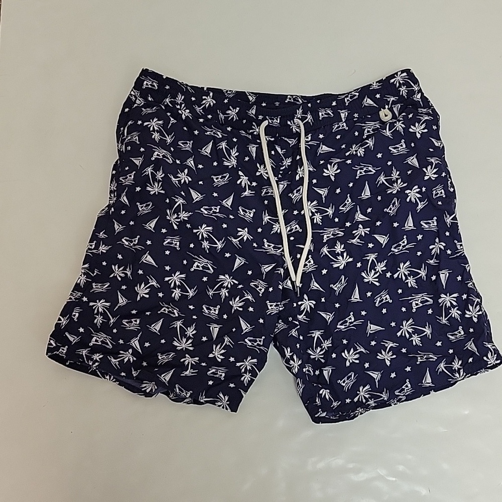 Polo Ralph Lauren swim trunks men's sz large navy/white sail boat beach coastal